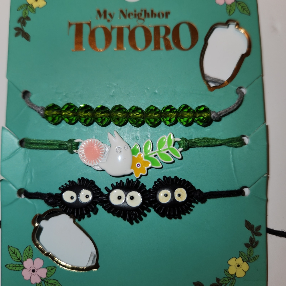 My Neighbor Totoro Set Of 3 Bracelets - Green and Black